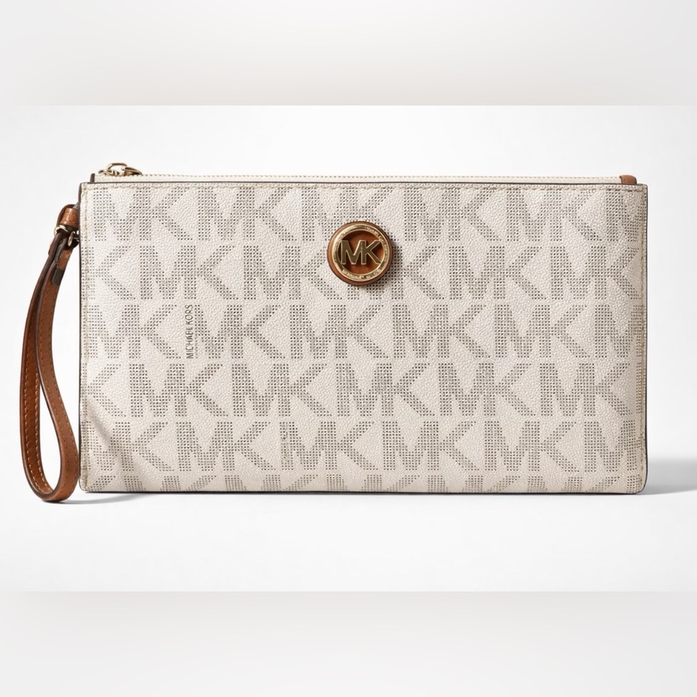 Michael Kors Beige Monogram Clutch